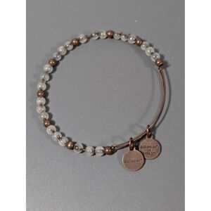 Alex and Ani Warmest Wishes Beaded Charm Bangle Bracelet 7.5" Bronze Tone